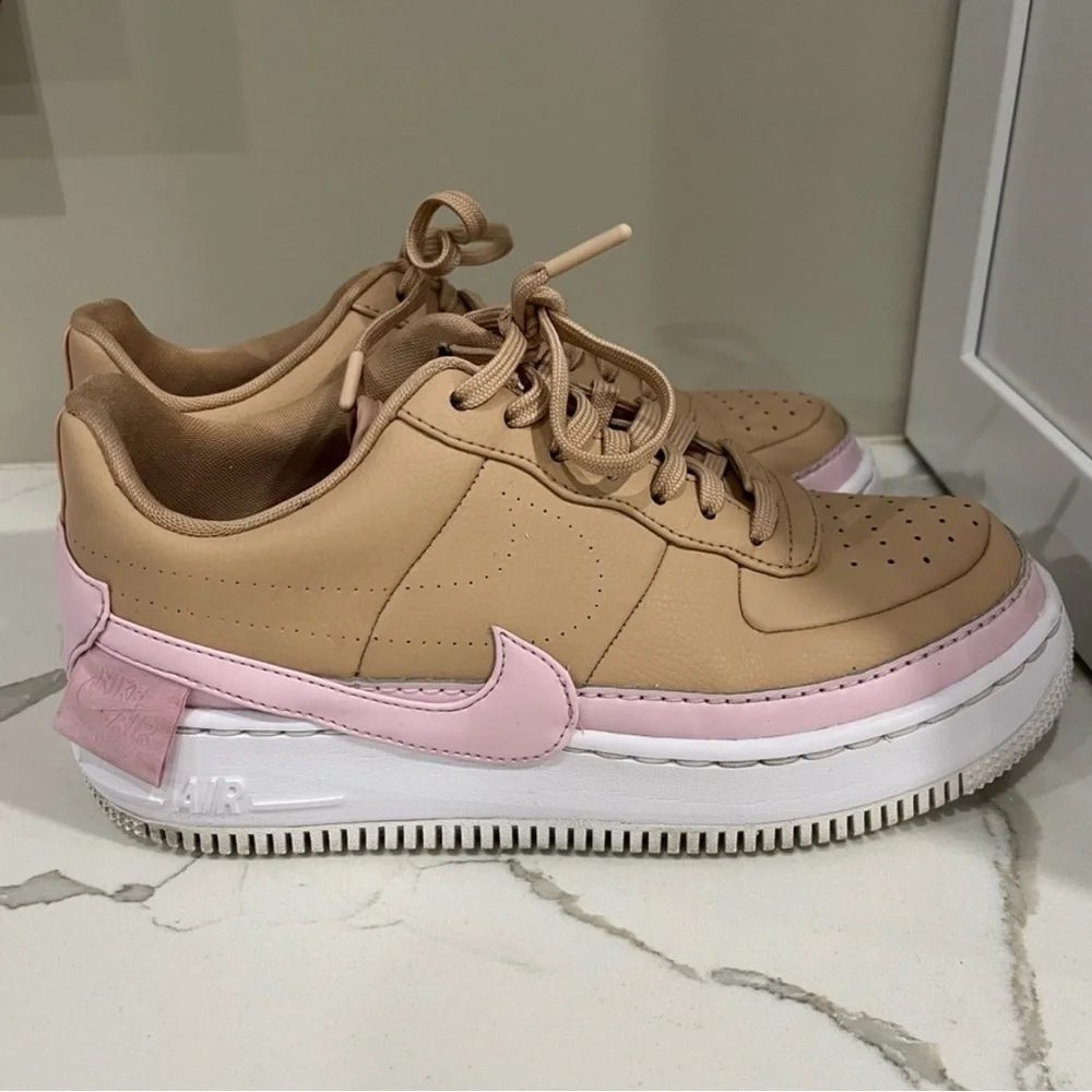 Nike, *rare* Women's Air Force One Jester XX Tan and Pink Sneakers, Size 9